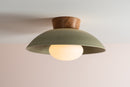 Dawn Flush Mount Ceiling Light in Ceramic and Oak [OUTLET]