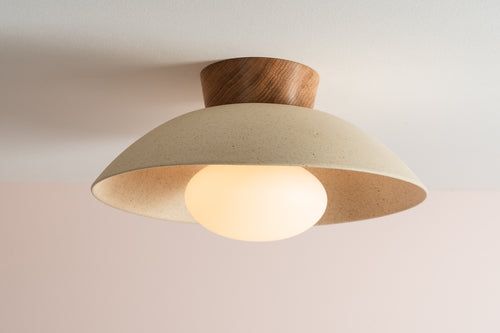 Dawn Flush Mount Ceiling Light in Ceramic and Oak [OUTLET]