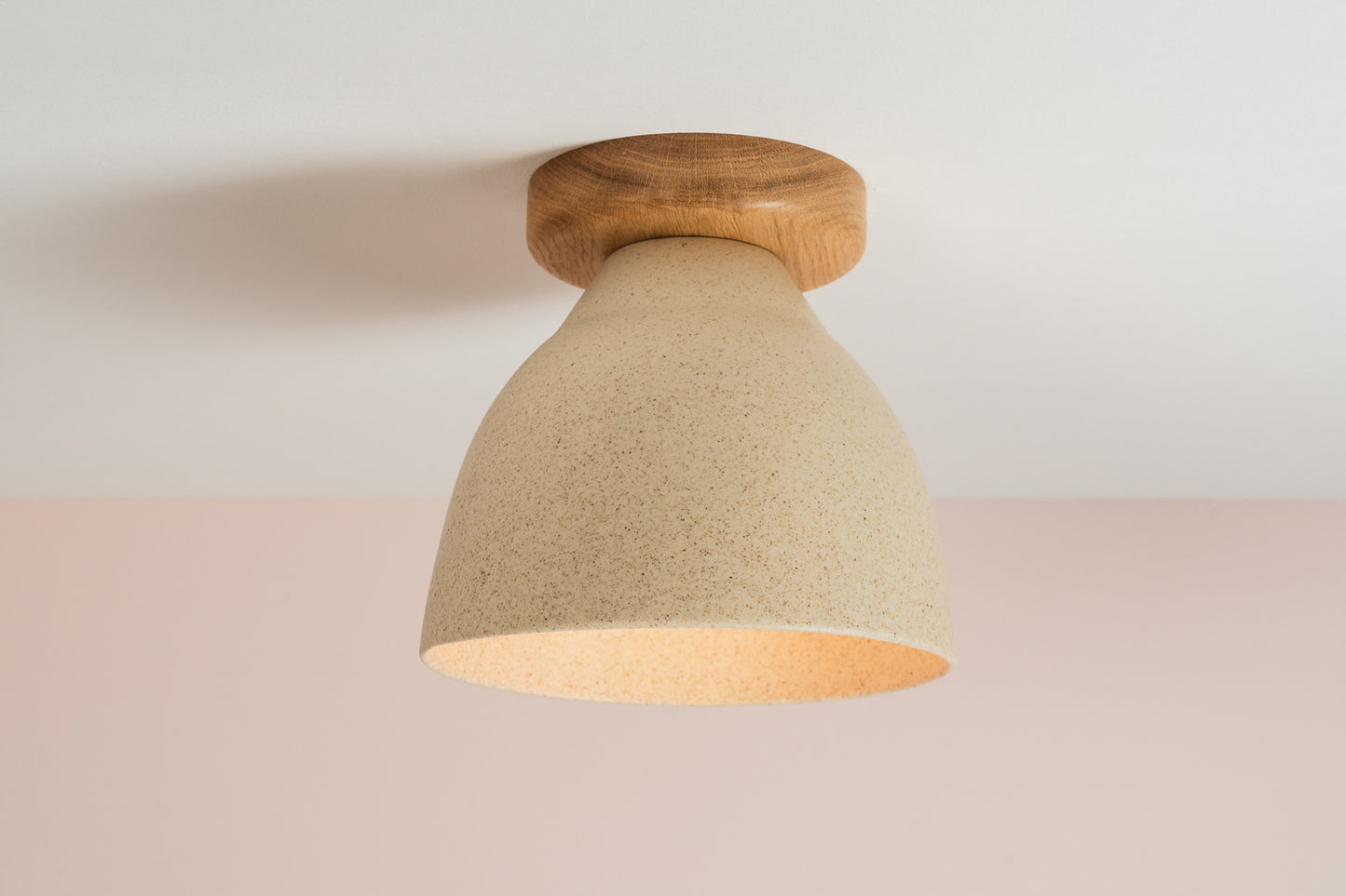 Element Flush Mount Ceiling Light in Ceramic and Oak [OUTLET]