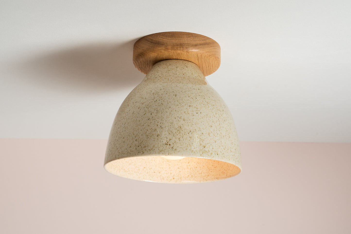 Element Flush Mount Ceiling Light in Ceramic and Oak [OUTLET]