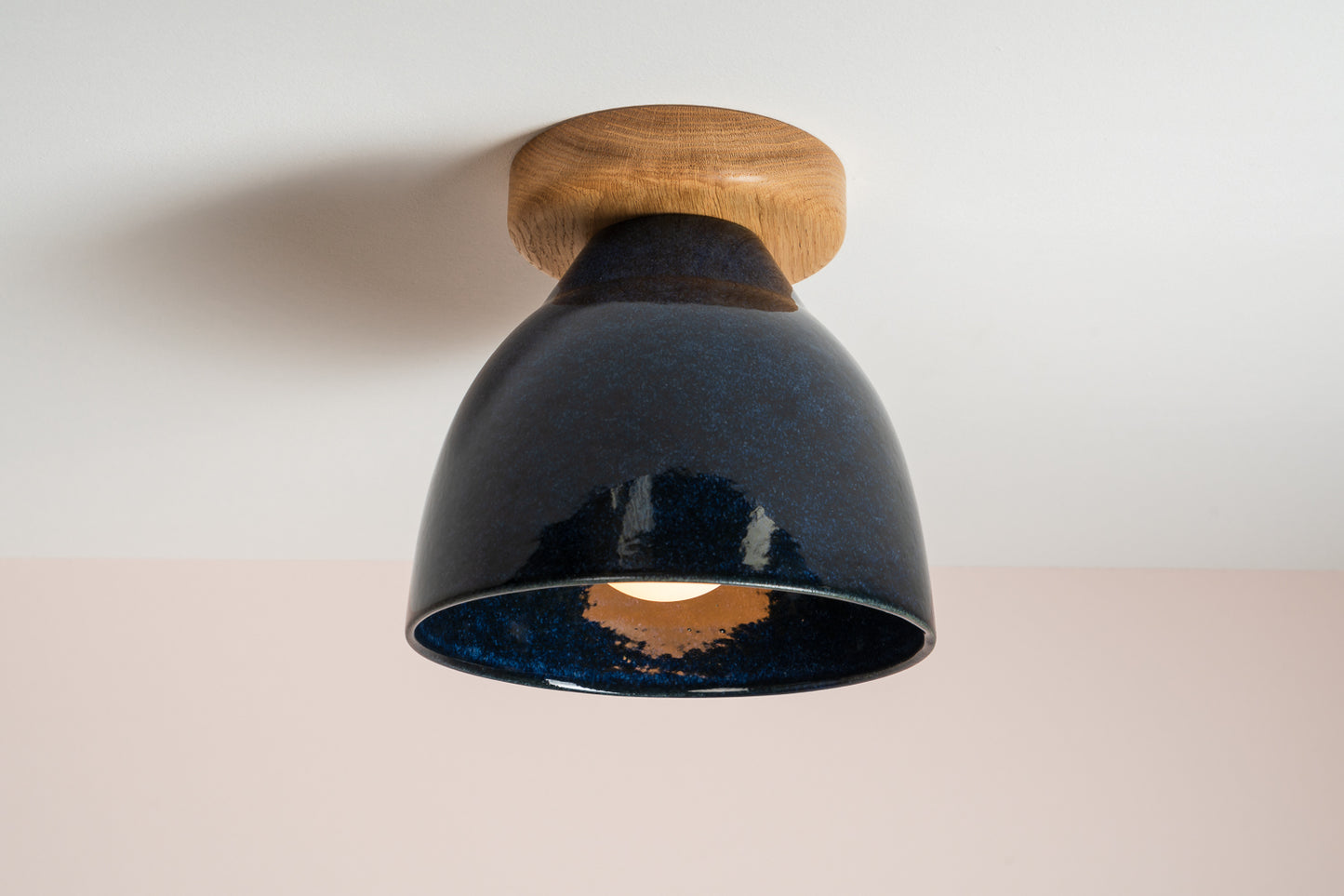 Element Flush Mount Ceiling Light in Ceramic and Oak [OUTLET]