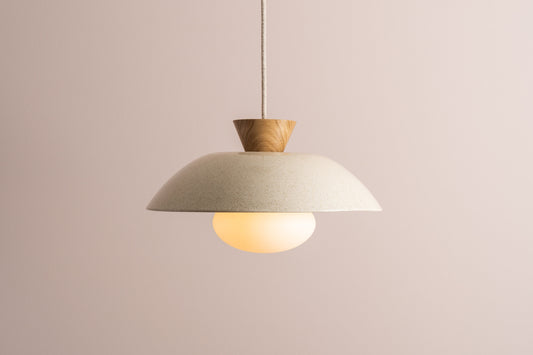Dawn Pendant Light in Ceramic and Oak [OUTLET]