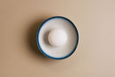 Blue & White Dawn Wall Light Sconce in Ceramic and Oak