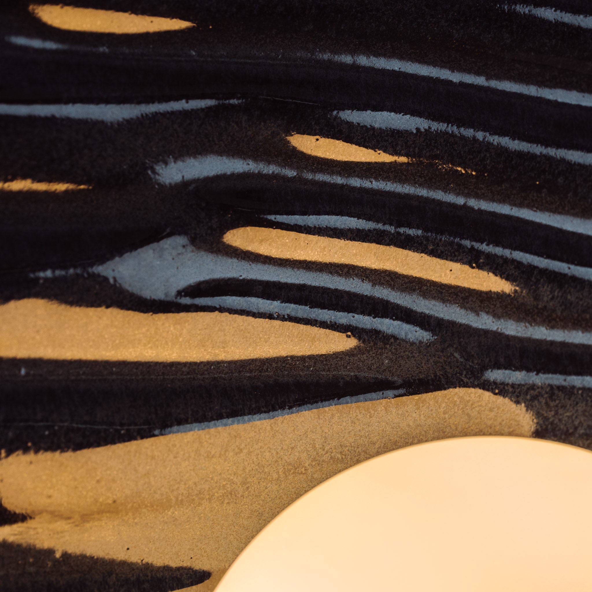 Blue Towan Wall Light in Ceramic and Oak