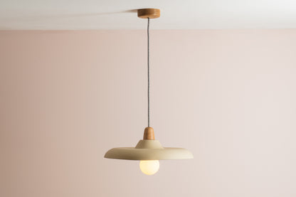 Bas Pendant Light in Ceramic and Oak