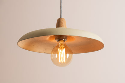 Bas Pendant Light in Ceramic and Oak