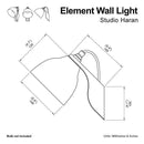 Technical drawing of an Element Wall Light with dimensions labeled