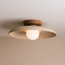 Bas Flush Mount Ceiling Light in Ceramic and Oak