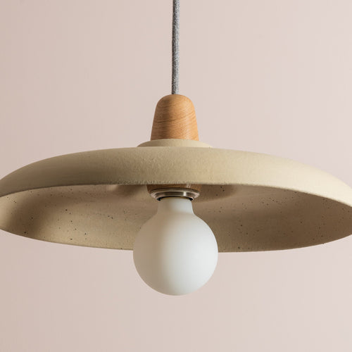Bas Pendant Light in Ceramic and Oak