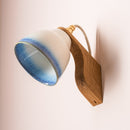 Blue and White Element Wall Light in Ceramic and Oak