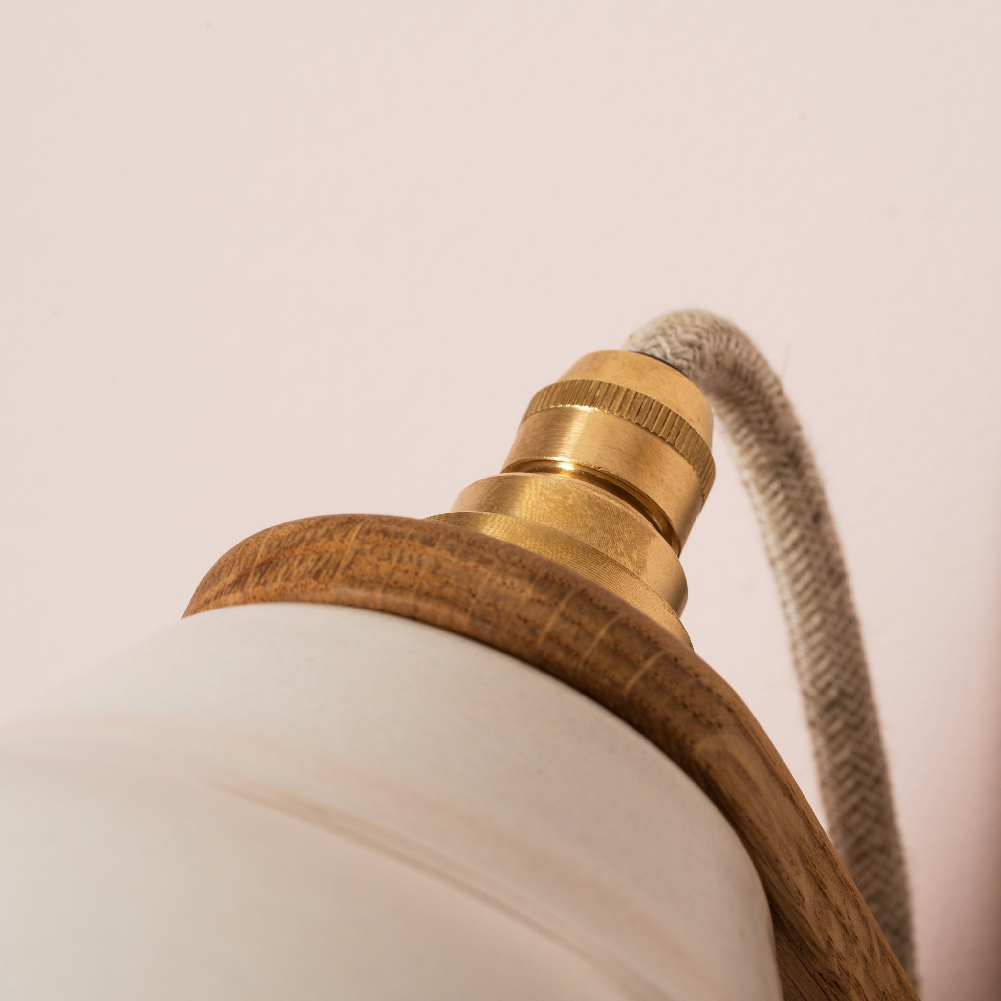 Blue and White Element Wall Light in Ceramic and Oak