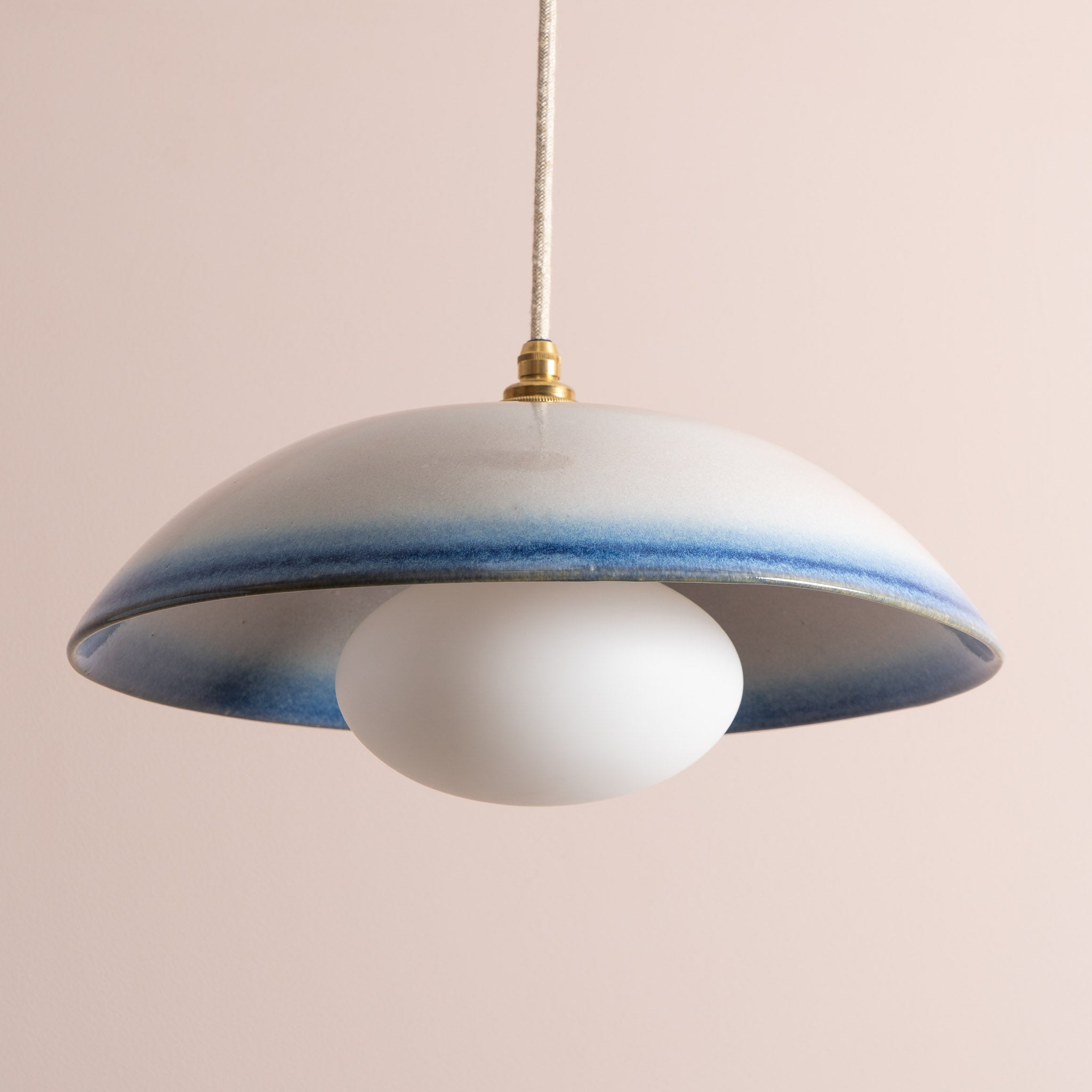 Blue and White Dusk Ceramic Lamp Shade and Pendant Set