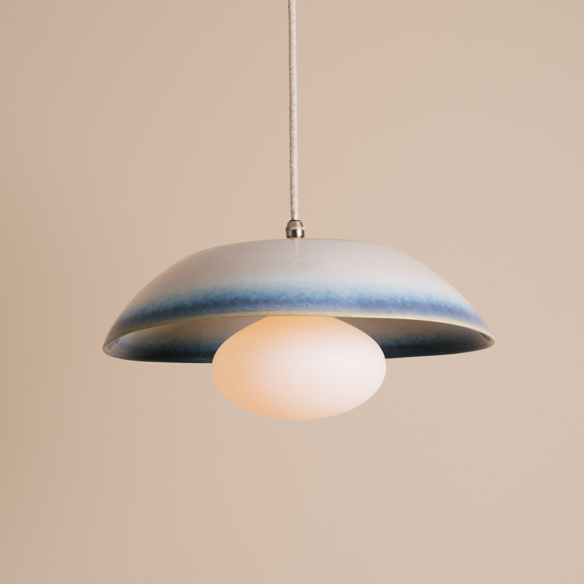 Blue and White Dusk Ceramic Lamp Shade and Pendant Set
