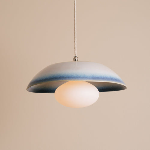 Blue and White Dusk Ceramic Lamp Shade and Pendant Set