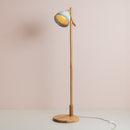 Blue and White Element Floor Lamp in Solid Oak Wood and Ceramic