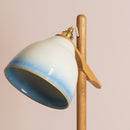 Blue and White Element Floor Lamp in Solid Oak Wood and Ceramic