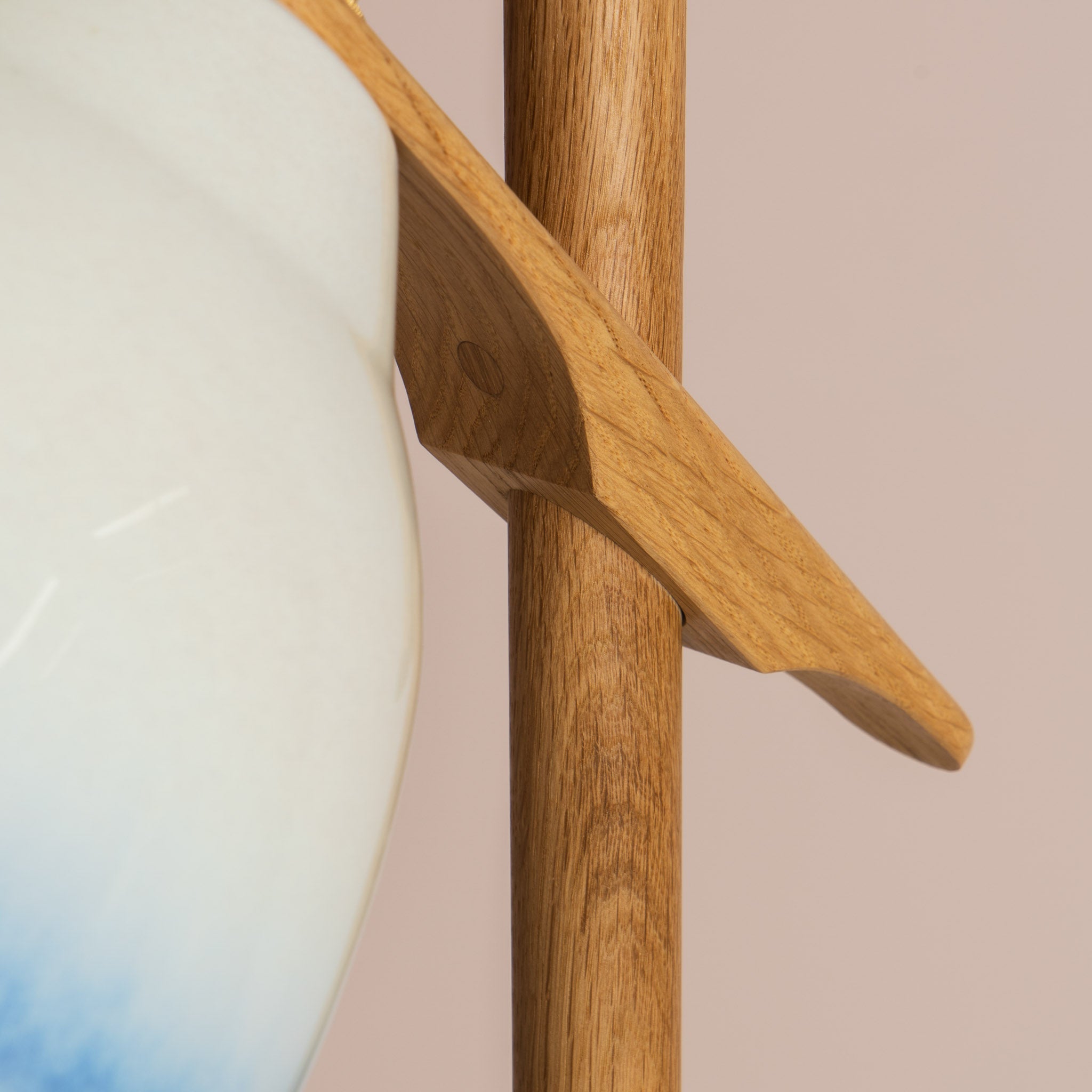 Blue and White Element Floor Lamp in Solid Oak Wood and Ceramic
