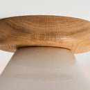 Blue and White Element Flush Mount Ceiling Light in Ceramic and Oak