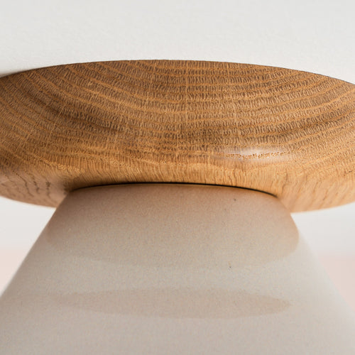 Blue and White Element Flush Mount Ceiling Light in Ceramic and Oak
