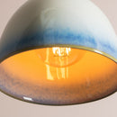 Blue and White Element Pendant Light in Ceramic and Brass/Nickel