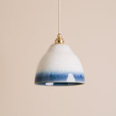 Blue and White Element Pendant Light in Ceramic and Brass/Nickel
