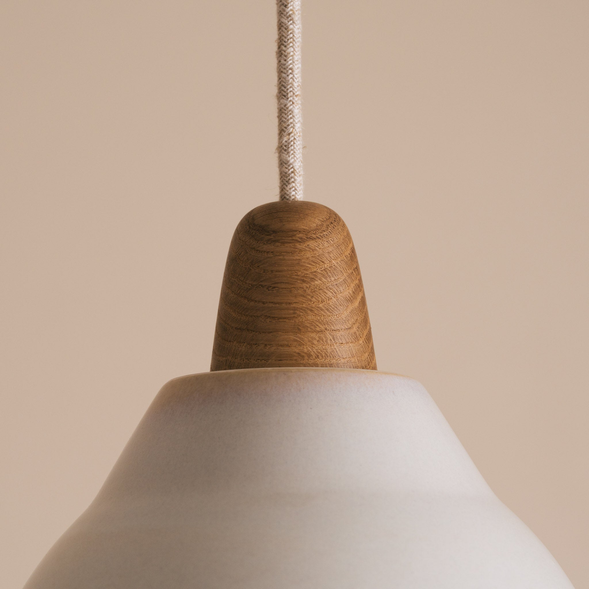 Blue and White Element Pendant Light in Ceramic and Oak
