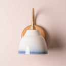 Blue and White Flex Wall Light in Brass/Nickel, Ceramic and Oak - Small Element