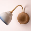 Blue and White Flex Wall Light in Brass/Nickel, Ceramic and Oak - Small Element