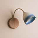 Blue and White Flex Wall Light in Brass/Nickel, Ceramic and Oak - Small Element