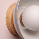 Blue and White Small Dawn Wall Light in Ceramic and Oak