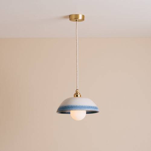 Blue and White Small Dusk Ceramic Lamp Shade and Pendant Set