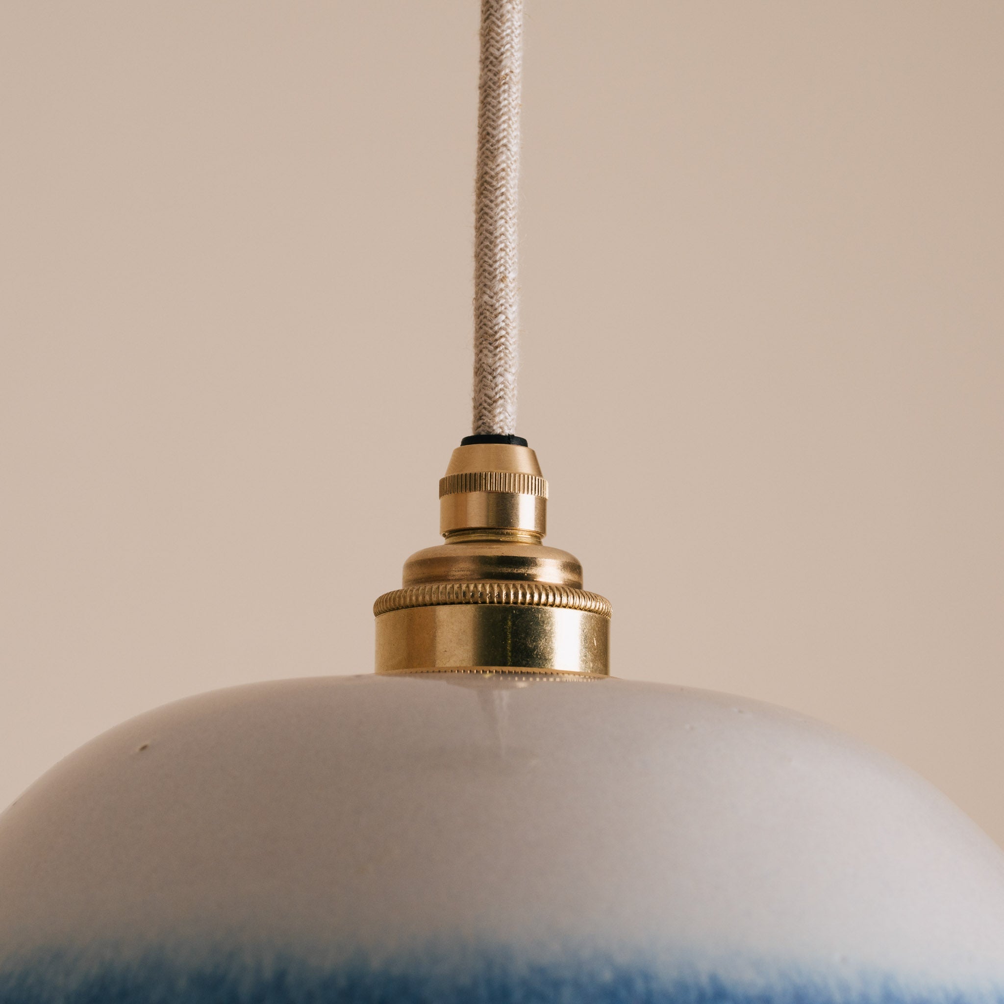 Blue and White Small Dusk Ceramic Lamp Shade and Pendant Set