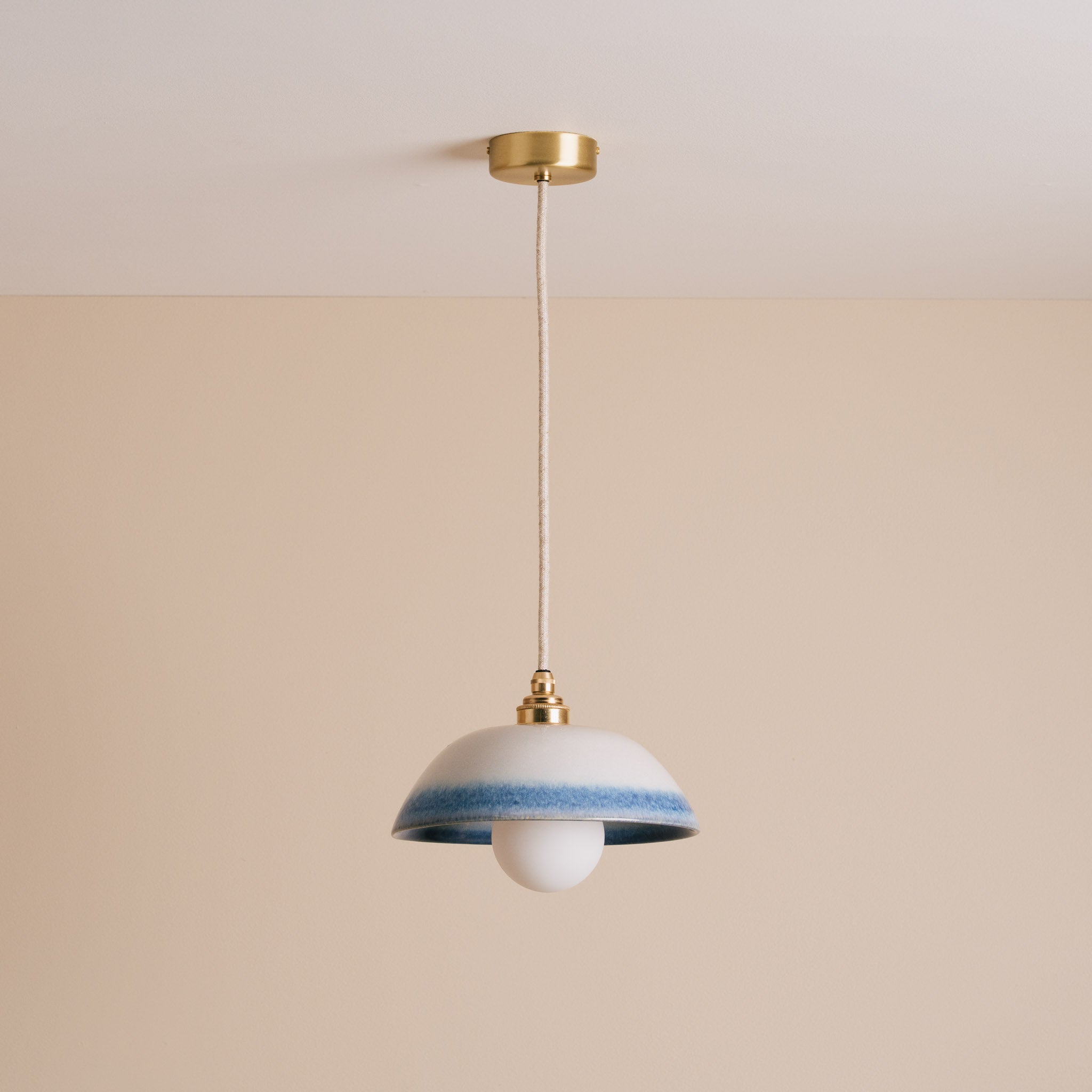 Blue and White Small Dusk Ceramic Lamp Shade and Pendant Set