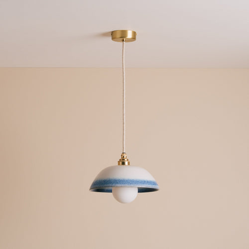 Blue and White Small Dusk Ceramic Lamp Shade and Pendant Set