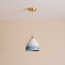 Blue and White Small Element Pendant Light in Ceramic and Brass/Nickel