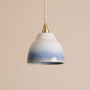 Blue and White Small Element Pendant Light in Ceramic and Brass/Nickel