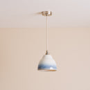 Blue and White Small Element Pendant Light in Ceramic and Brass/Nickel