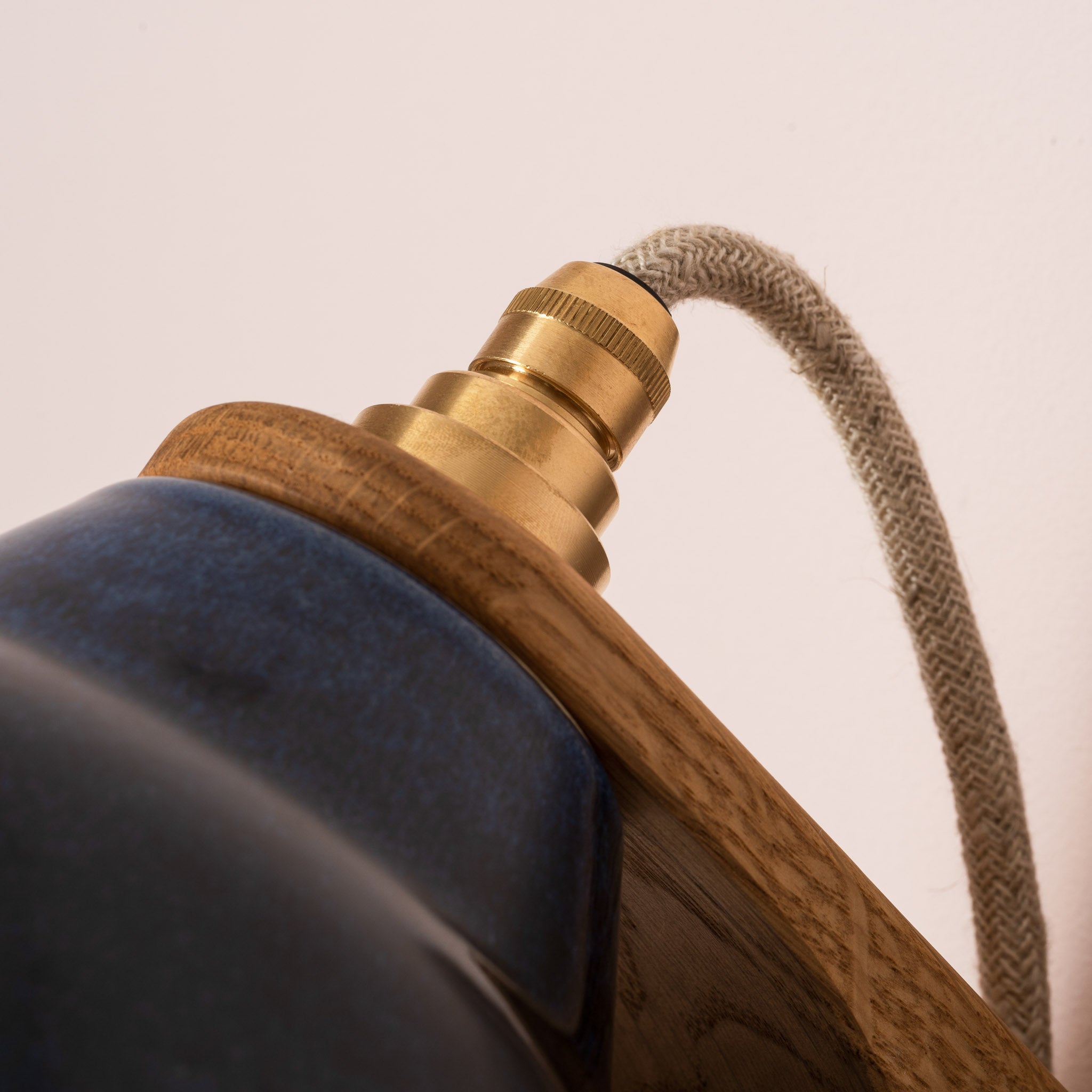 Blue Element Wall Light in Ceramic and Oak