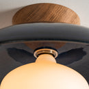 Blue Dawn Flush Mount Ceiling Light in Ceramic and Oak