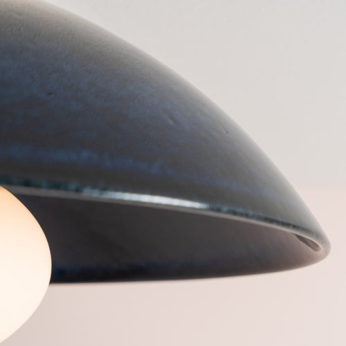 Blue Dawn Flush Mount Ceiling Light in Ceramic and Oak