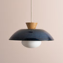 Blue Dawn Pendant Light in Ceramic and Oak
