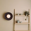 Blue Dawn Wall Light Sconce in Ceramic and Oak