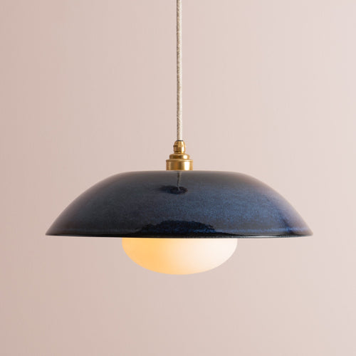 Blue Dusk Ceramic Lamp Shade and Pendant Set