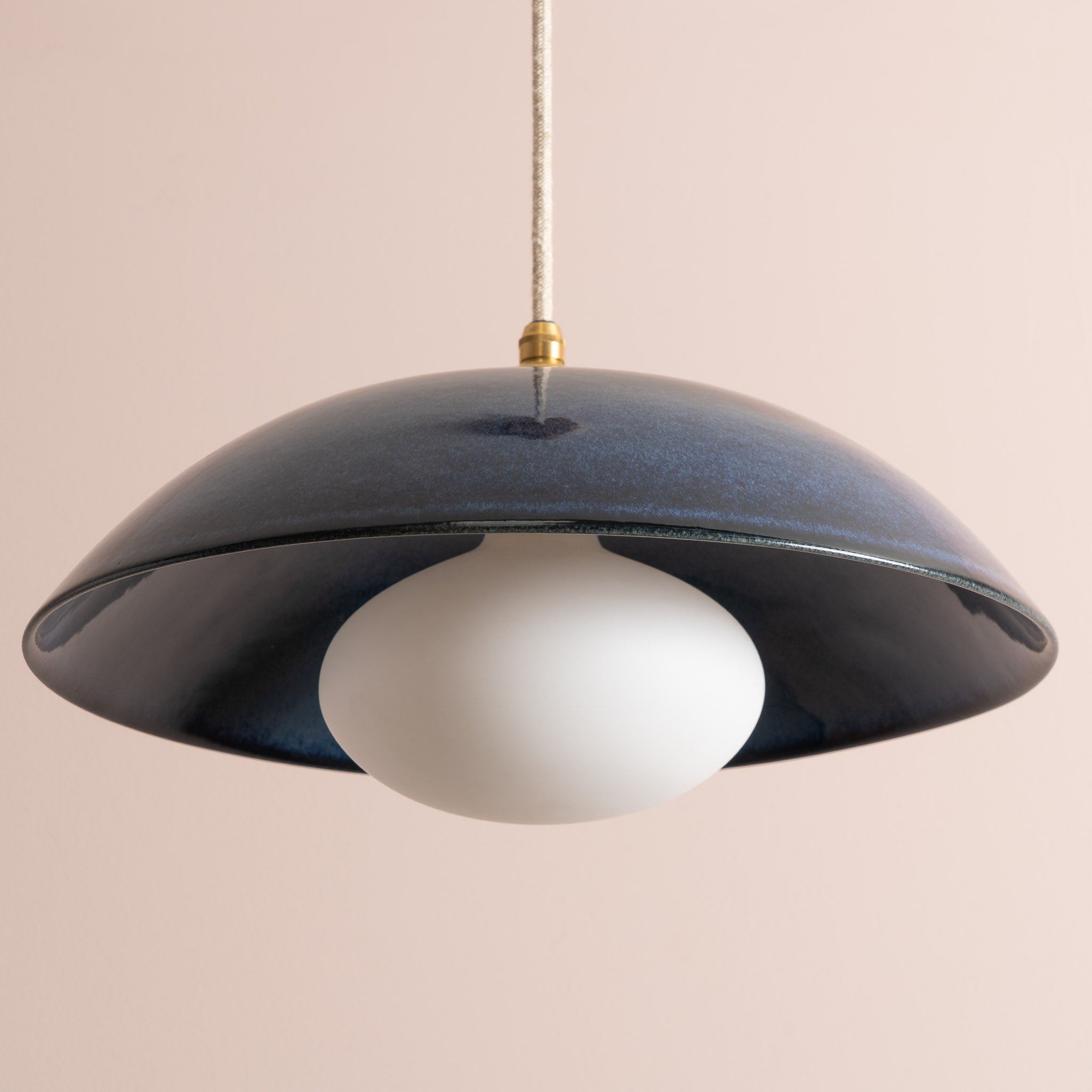 Blue Dusk Ceramic Lamp Shade and Pendant Set