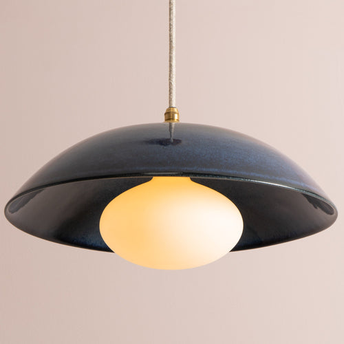 Blue Dusk Ceramic Lamp Shade and Pendant Set