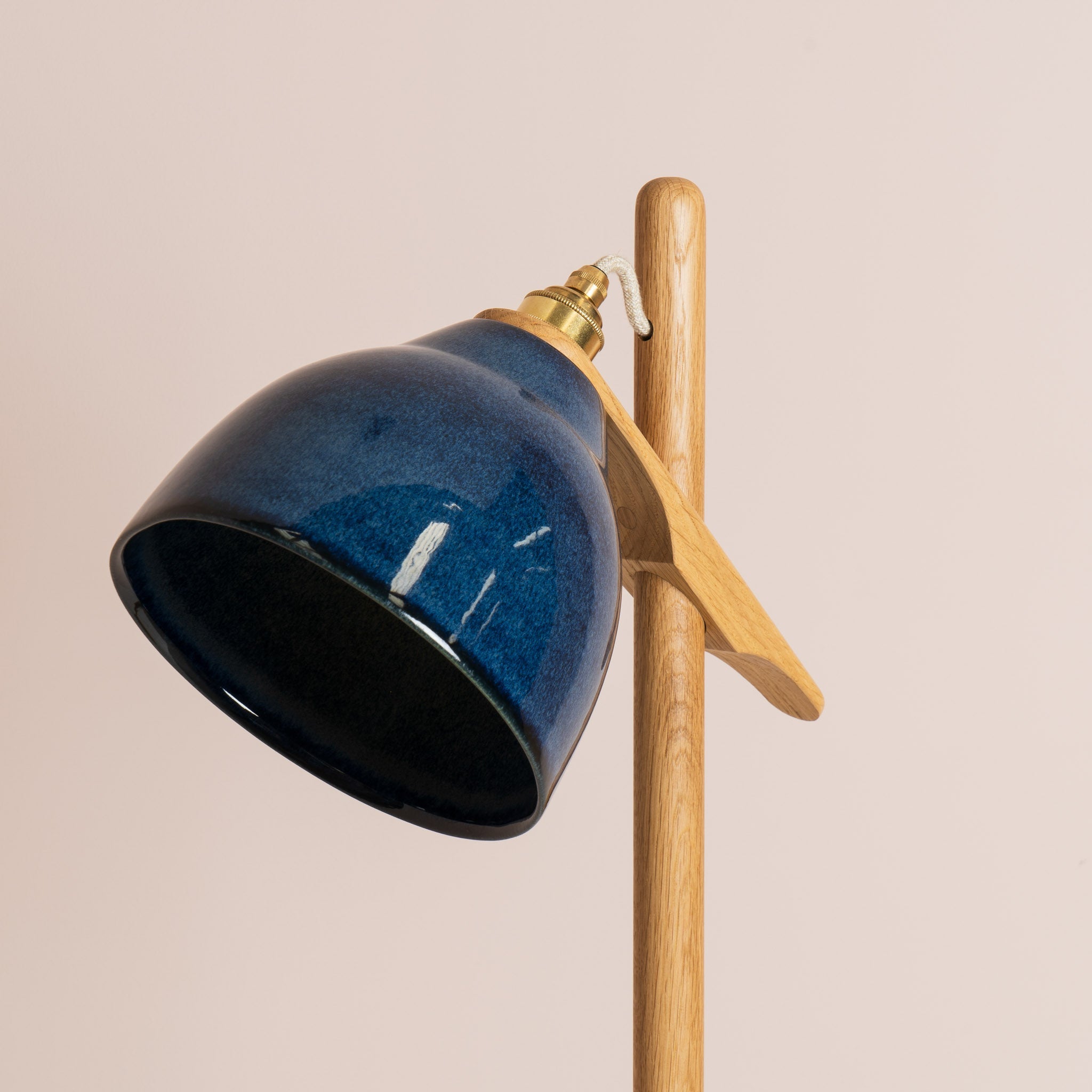 Blue Element Floor Lamp in Solid Oak Wood and Ceramic