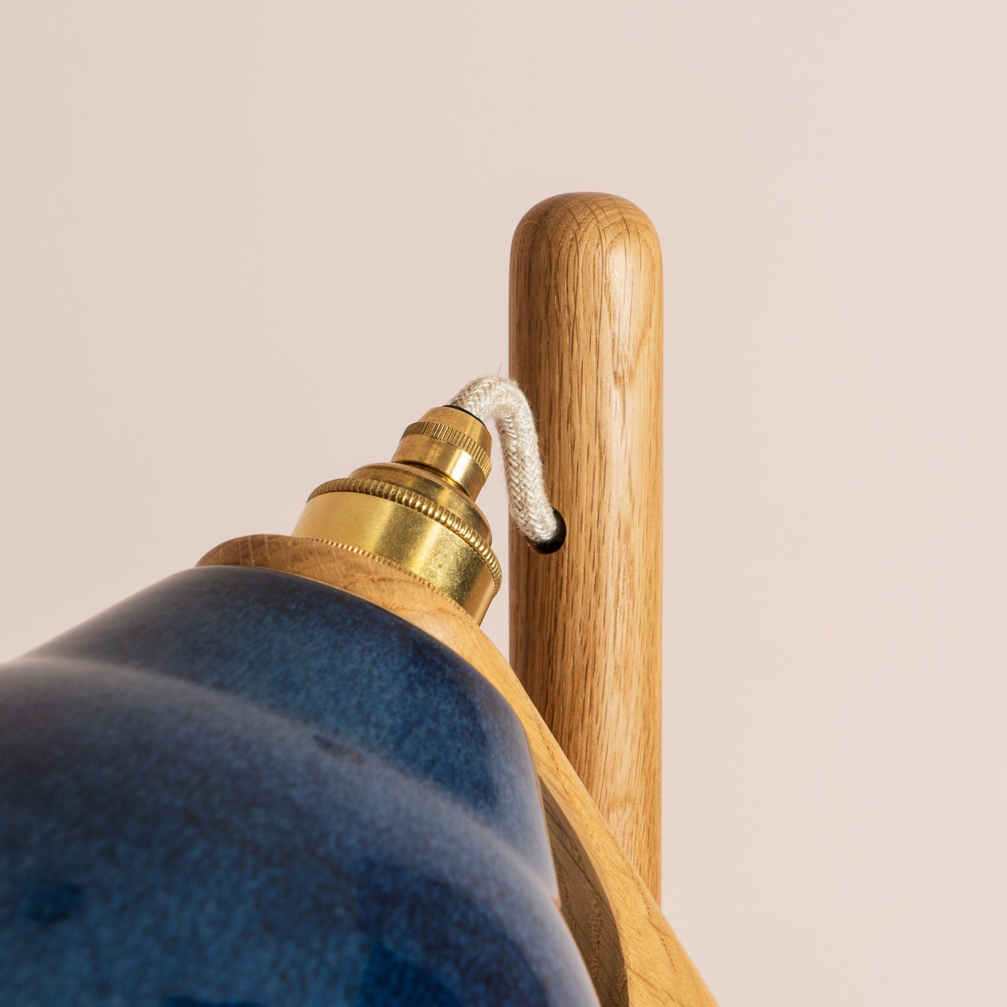 Blue Element Floor Lamp in Solid Oak Wood and Ceramic
