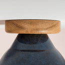 Blue Element Flush Mount Ceiling Light in Ceramic and Oak