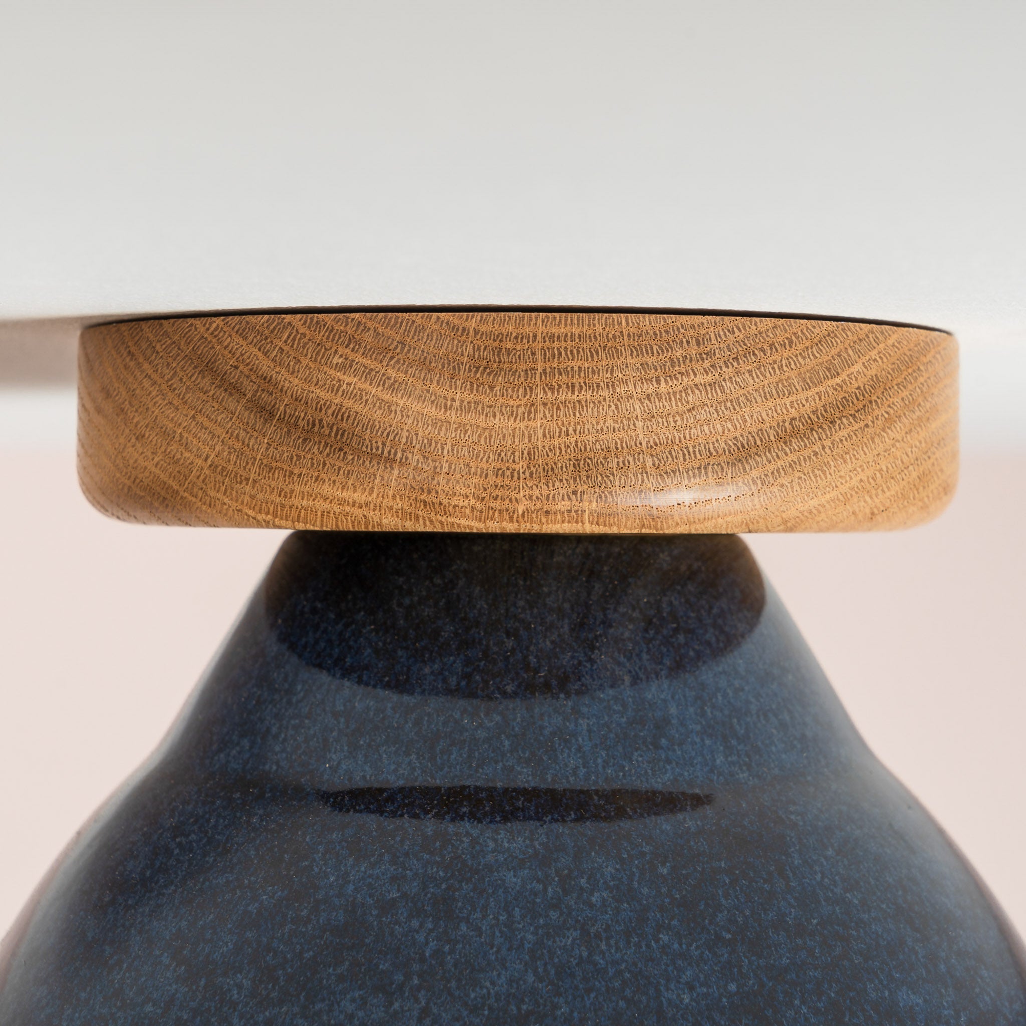 Blue Element Flush Mount Ceiling Light in Ceramic and Oak