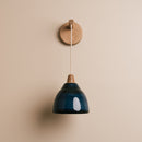 Blue Element Hanging Wall Light in Ceramic and Oak